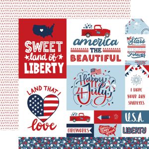 Stars And Stripes Forever Double-Sided Cardstock 12 X12 -Mutli Journaling Cards (Pack of 25)