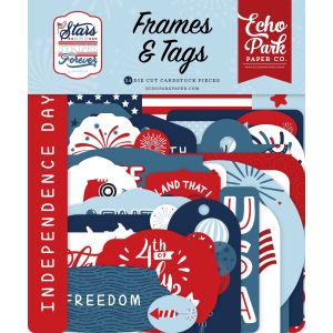 Echo Park Cardstock Ephemera 33/Pkg-Frames & Tags, Stars And Stripes Forever (Pack of 3)