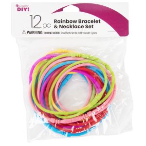 CousinDIY Rainbow Bracelet & Necklace Set- (Pack of 6)
