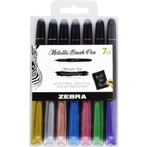 Zebra Metallic Brush Pen Set 7/Pkg-Assorted (Pack of 1)