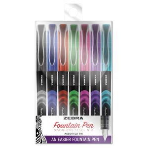 Zebra Fountain Pens 7/Pkg-Assorted (Pack of 1)