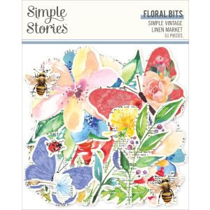 Simple Vintage Linen Market Bits & Pieces 51/Pkg-Floral (Pack of 3)