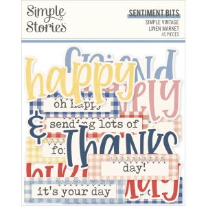 Simple Vintage Linen Market Bits & Pieces 45/Pkg-Sentiment (Pack of 3)