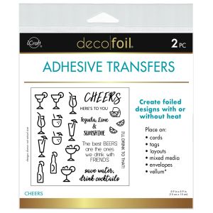 Deco Foil Adhesive Transfer Sheets 5.9 x 5.9 -Cheers (Pack of 3)