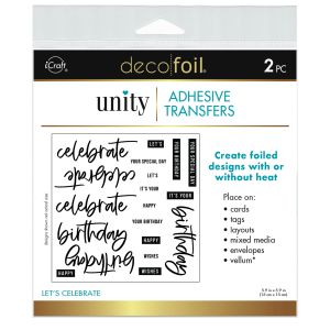 Deco Foil Adhesive Transfer Sheets by Unity 5.9 x 5.9 -Let\'s Celebrate (Pack of 3)
