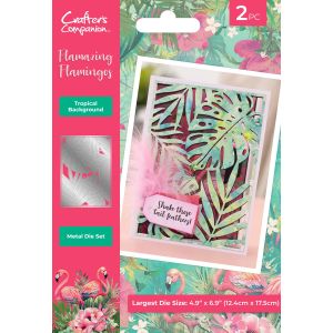 Flamazing Flamingos Metal Dies-Tropical Background (Pack of 1)