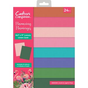 Crafter\'s Companion Luxury Linen Card Pack 8.5 X11 -Flamazing Flamingos (Pack of 1)