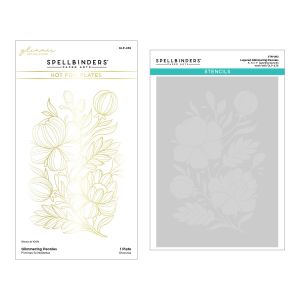 Spellbinders Glimmer Plate And Stencil Bundle-Glimmering Peonies (Pack of 1)