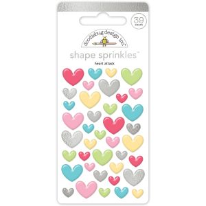 Doodlebug Sprinkles Adhesive Enamel Shapes-Heart Attack (Pack of 3)