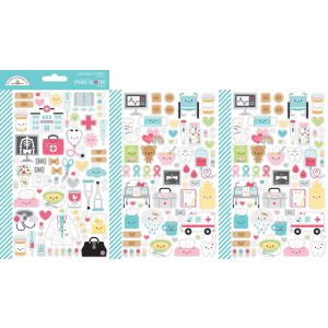 Doodlebug Mini Cardstock Stickers-Icons, Happy Healing (Pack of 3)