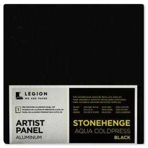Stonehenge Aqua Coldpress Pre-Mounted Aluminum Panel 6 X6 -Black, For Wet Media (Pack of 3)