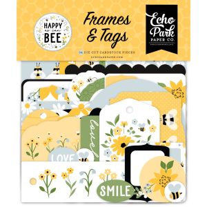 Echo Park Cardstock Ephemera-Frames & Tags, Happy As Can Bee (Pack of 3)