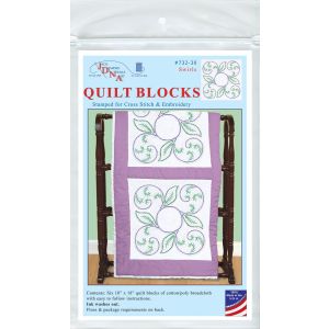 Jack Dempsey Stamped White Quilt Blocks 18 X18 6/Pkg-Swirls (Pack of 1)