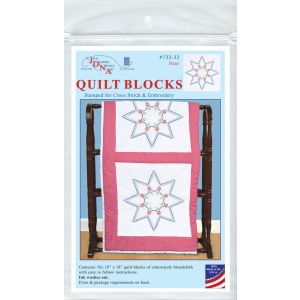 Jack Dempsey Stamped White Quilt Blocks 18 X18 6/Pkg-Star (Pack of 1)