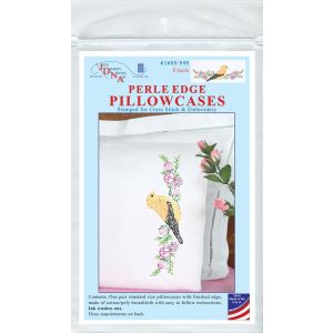 Jack Dempsey Stamped Pillowcases W/White Perle Edge 2/Pkg-Finch (Pack of 1)