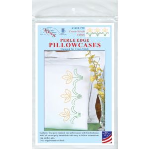 Jack Dempsey Stamped Pillowcases W/White Perle Edge 2/Pkg-Cross-Stitch Tulips (Pack of 1)
