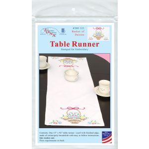 Jack Dempsey Stamped Table Runner/Scarf 15 X42 -Basket Of Daisies (Pack of 1)