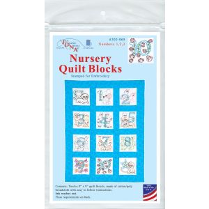 Jack Dempsey Stamped White Nursery Quilt Blocks 9 X9 12/Pkg-Numbers 1,2,3 (Pack of 1)