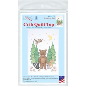 Jack Dempsey Stamped White Quilt Crib Top 40 X60 -Woodland Bear (Pack of 1)