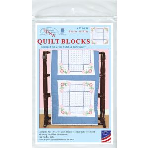 Jack Dempsey Stamped White Quilt Blocks 18 X18 6/Pkg-Shades Of Blue (Pack of 1)