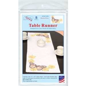 Jack Dempsey Stamped Table Runner/Scarf 15 X42 -Butterflies (Pack of 1)