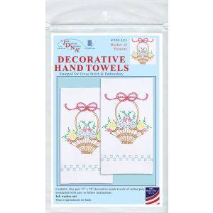 Jack Dempsey Stamped Decorative Hand Towel Pair 17 X28 -Basket Of Daisies (Pack of 1)