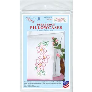 Jack Dempsey Stamped Pillowcases W/White Perle Edge 2/Pkg-Lillies (Pack of 1)