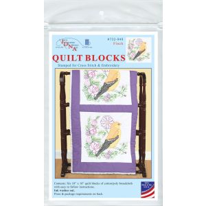 Jack Dempsey Stamped White Quilt Blocks 18 X18 6/Pkg-Finch (Pack of 1)