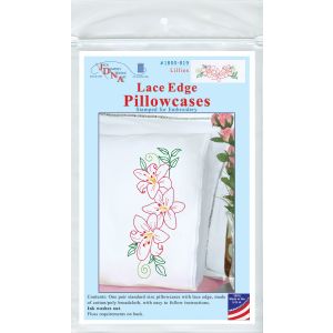 Jack Dempsey Stamped Pillowcases W/White Lace Edge 2/Pkg-Lillies (Pack of 1)