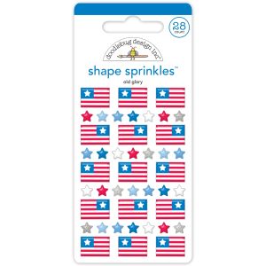 Doodlebug Sprinkles Adhesive Enamel Shapes-Old Glory, Hometown USA (Pack of 3)