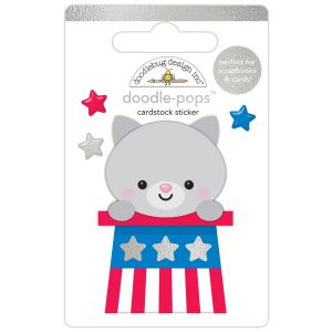 Doodlebug Doodle-Pops 3D Sticker-Colonial Kitty, Hometown USA (Pack of 6)