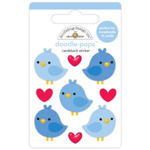 Doodlebug Doodle-Pops 3D Sticker-Blue Birds, Hometown USA (Pack of 6)