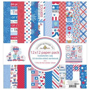 Doodlebug Double-Sided Paper Pack 12 X12 12/Pkg-Hometown USA (Pack of 1)