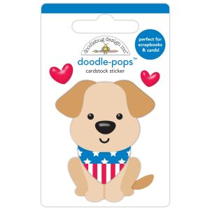 Doodlebug Doodle-Pops 3D Sticker-Patriotic Puppy, Hometown USA (Pack of 6)