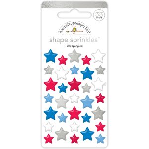 Doodlebug Sprinkles Adhesive Enamel Shapes-Star Spangled, Hometown USA (Pack of 3)