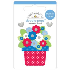 Doodlebug Doodle-Pops 3D Sticker-Festive Floral, Hometown USA (Pack of 6)