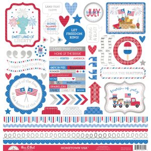 Doodlebug This & That Cardstock Stickers-Hometown USA (Pack of 3)