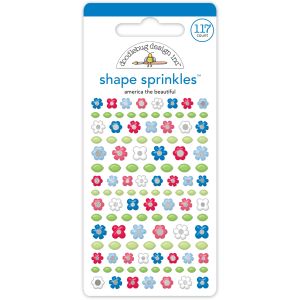 Doodlebug Sprinkles Adhesive Enamel Shapes-America The Beautiful, Hometown USA (Pack of 3)