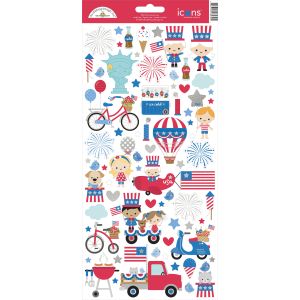 Doodlebug Cardstock Stickers-Icons, Hometown USA (Pack of 3)