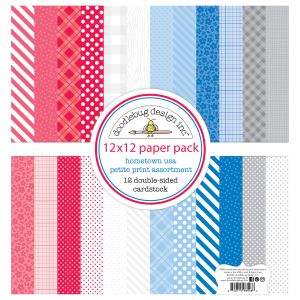 Doodlebug Petite Prints Double-Sided Cardstock 12 X12 -Hometown USA (Pack of 1)