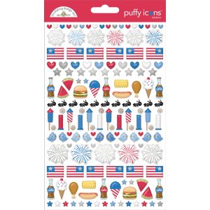 Doodlebug Puffy Stickers-Icons, Hometown USA (Pack of 3)