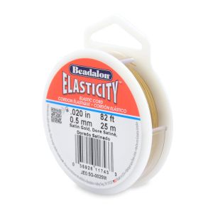 Elasticity Stretch Cord, 0.5 mm / .020 in, Satin Gold, 25 m / 82 ft