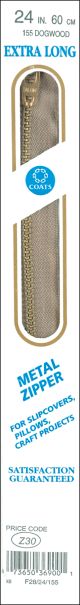 Coats Extra Long Metal Zipper 24 inch Dogwood