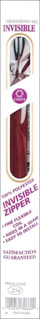Coats Invisible Zipper 20 inch To 22 inch Barberry Red
