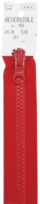 Ykk Vislon Sport Reversible Separating Zipper 24 inch Red