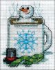 Design Works Counted Cross Stitch Kit 2 inch X3 inch Cocoa Snowman 14 Count 