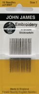 John James Embroidery Hand Needles Size 7 16 Per Pkg
