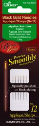 Clover Black Gold Applique Per Sharps Needles Size 12 6 Per Pkg