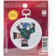 Janlynn Mini Counted Cross Stitch Kit 2.5 inch Round Skating Snowman 18 Count 