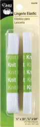 Dritz Lingerie Elastic 1 Per 2 Inch X30 Inch And 3 Per 8 Inch X54 Inch White